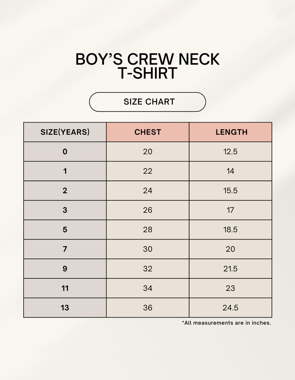 Size chart