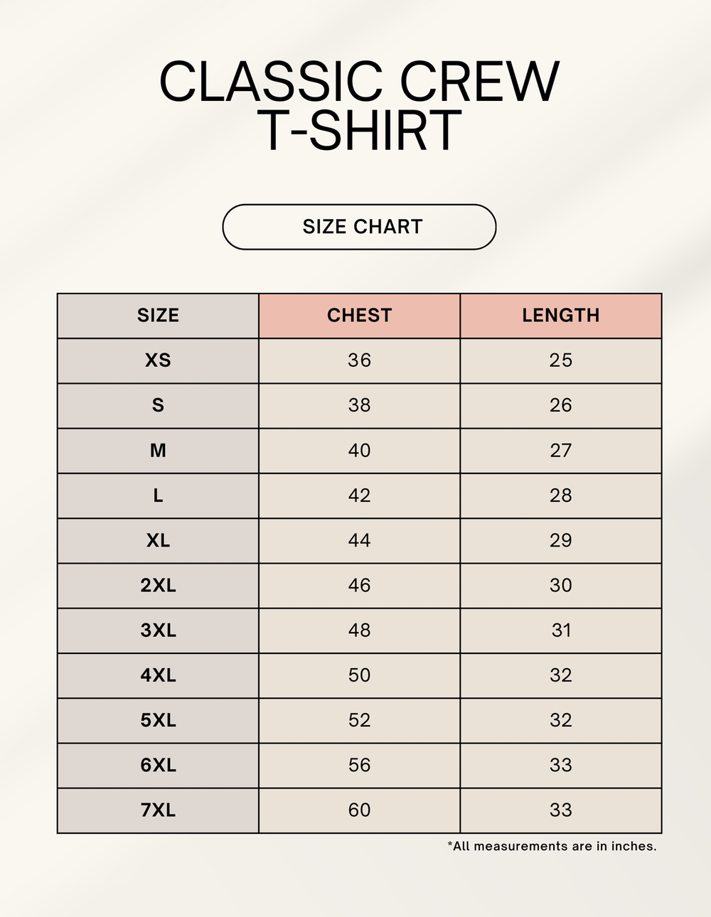 Size chart