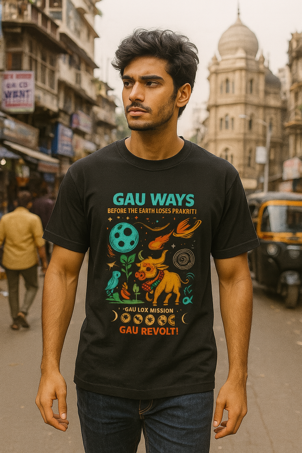 Unisex Classic Crew T-Shirt | GAU LOK MISSION | Gau Ways Before the Earth Loses Prakriti