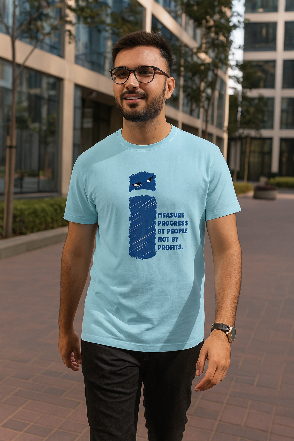 Measure Progress by People" Classic Crew T-Shirt