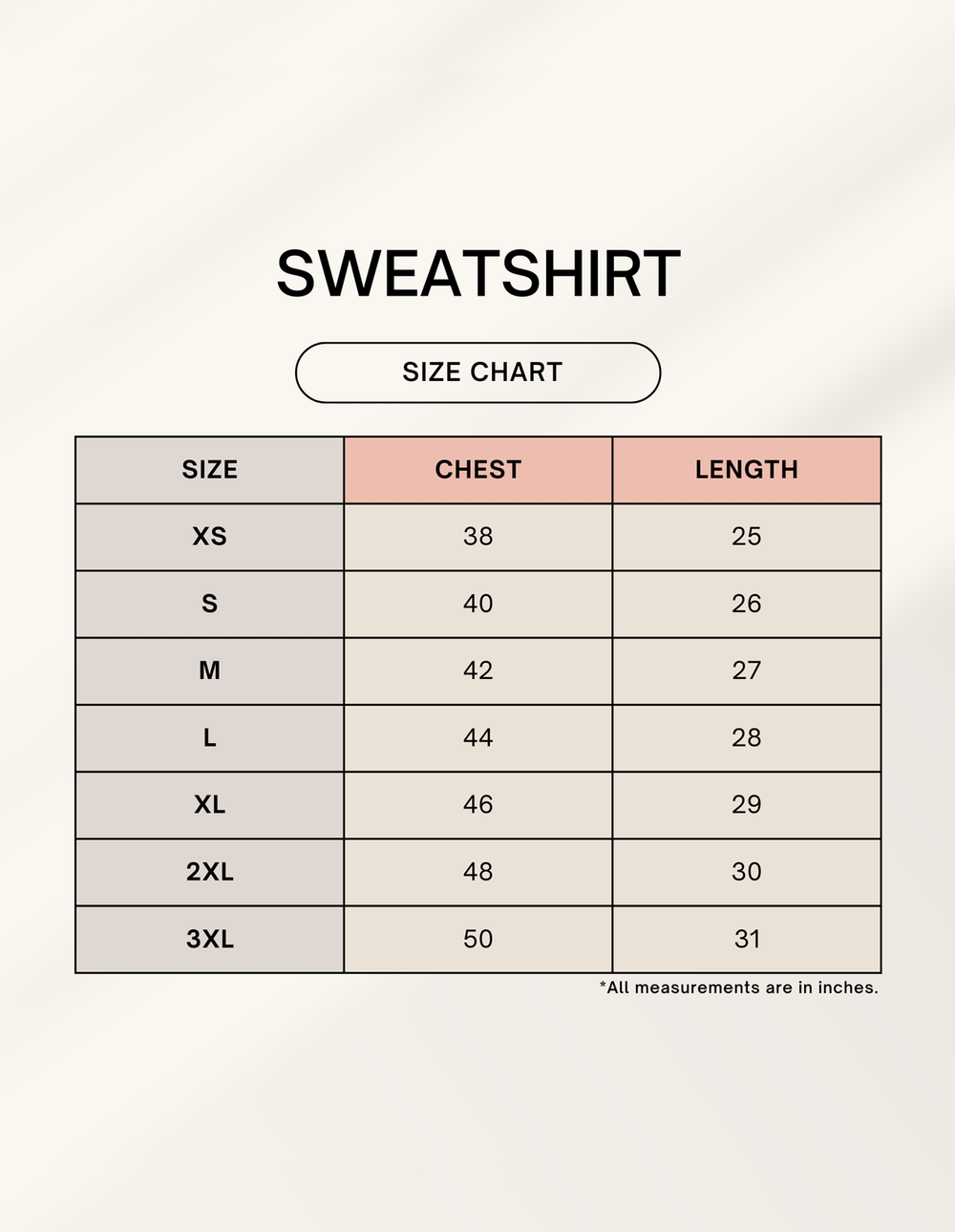 Size chart