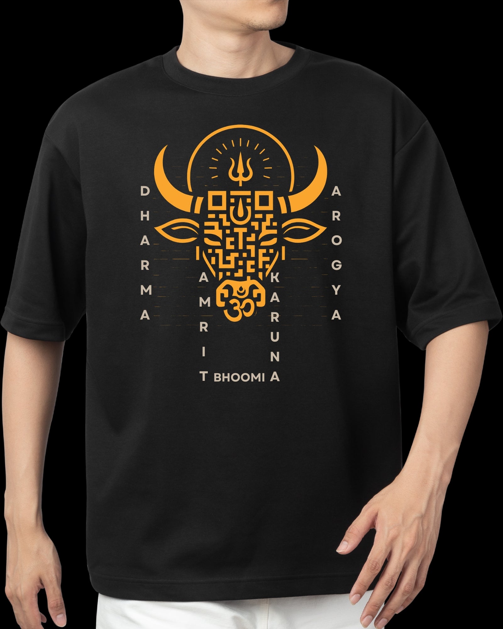 Code of Kamdhenu” – Male Oversized Standard Dharma T-Shirt